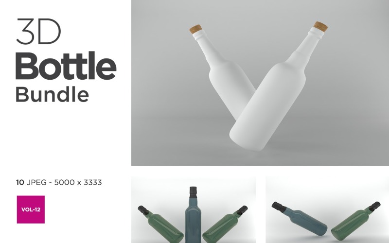 3D Bottle Mockup Bundle Vol-12 Product Mockup