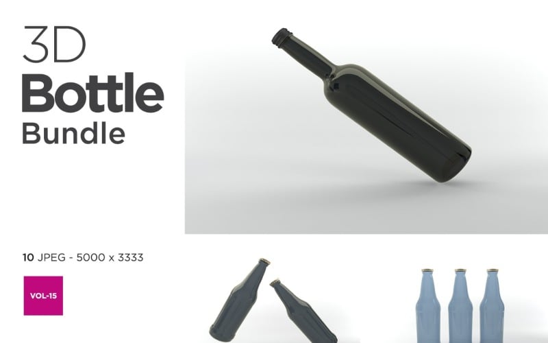 3D Bottle Mockup Bundle Vol-15 Product Mockup