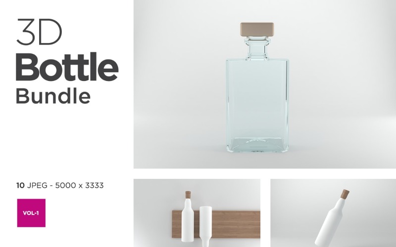 3D Bottle Mockup Bundle Vol-1 Product Mockup
