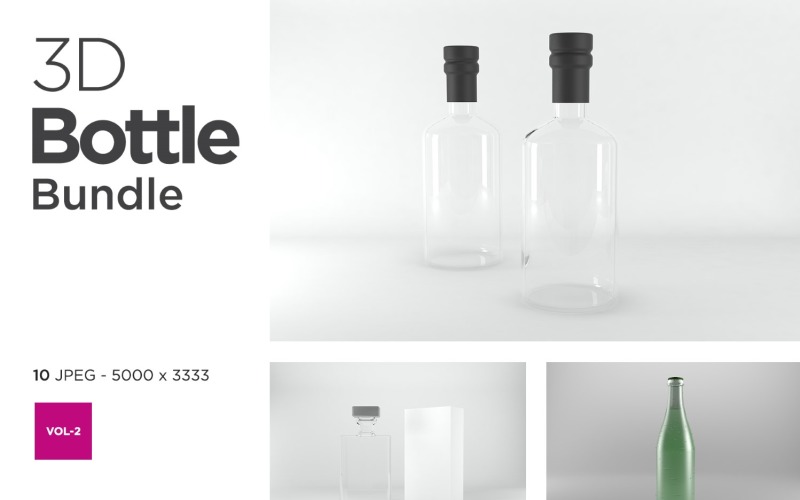 3D Bottle Mockup Bundle Vol-2 Product Mockup