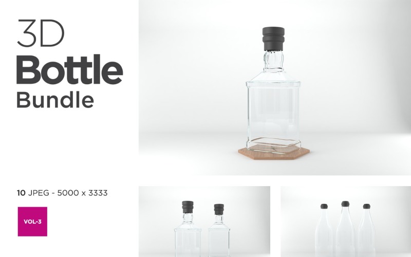 3D Bottle Mockup Bundle Vol-3 Product Mockup