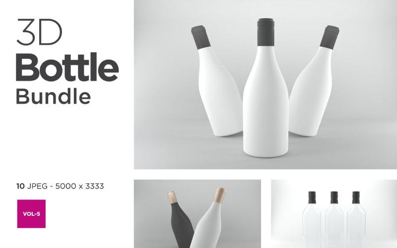 3D Bottle Mockup Bundle Vol-5 Product Mockup