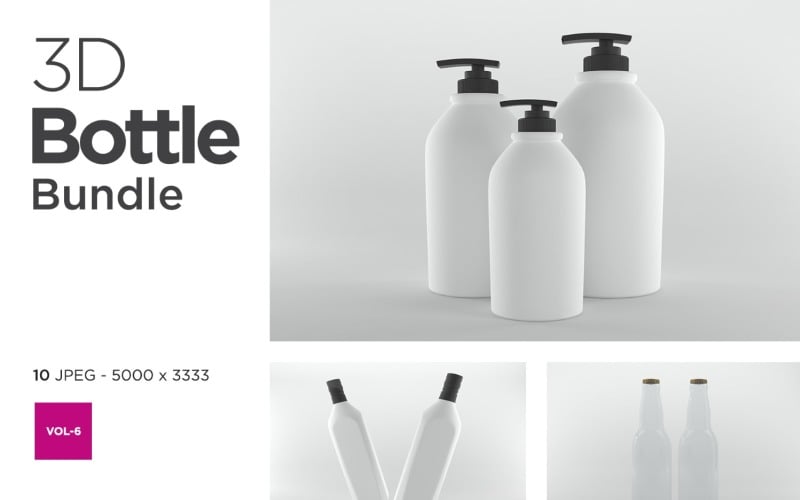 3D Bottle Mockup Bundle Vol-6 Product Mockup