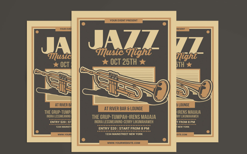 Jazz Music Flyer Poster Template Corporate Identity