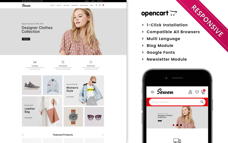 Sewen - The Mega Fashion Store Opencart Theme OpenCart Template