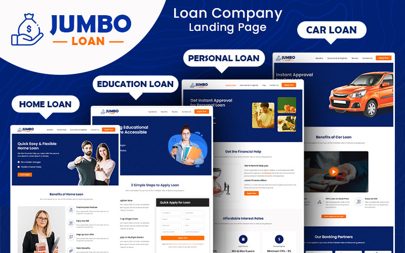JumboLoan - Loan Company Bootstrap HTML5 Landing Page Landing Page Template