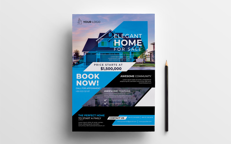 Elegant Home For Sale Real Estate Modern business Flyer Design template Corporate Identity