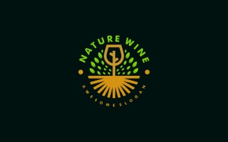 Nature Wine Vintage Logo Style