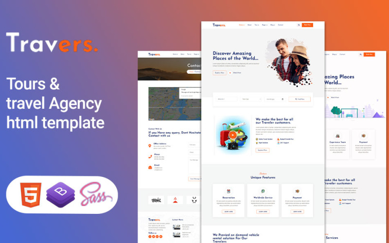 Travers - Tour and Travel Html5 template Website Template