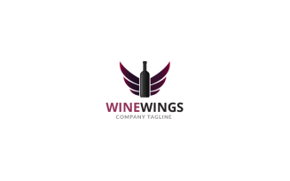 Wine Wings Logo Design Template