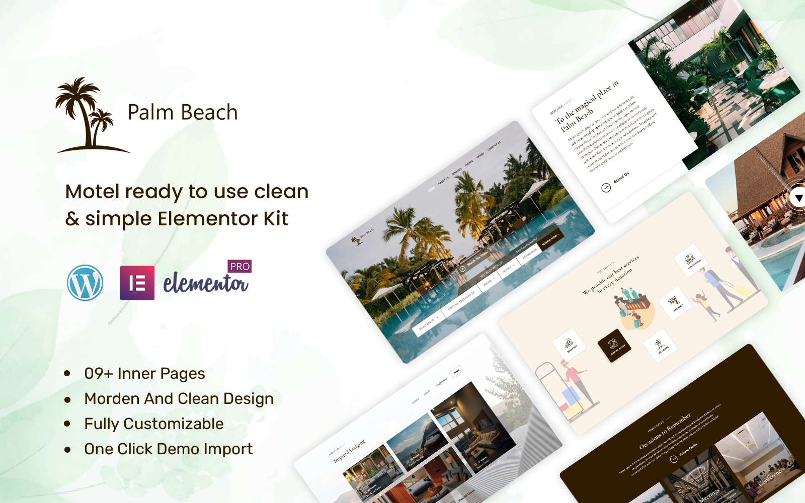 Palm Beach - Motel ready to use clean & simple Elementor Kit
