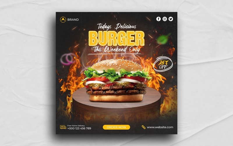 Burger and food menu social media post Instagram Post template Social Media