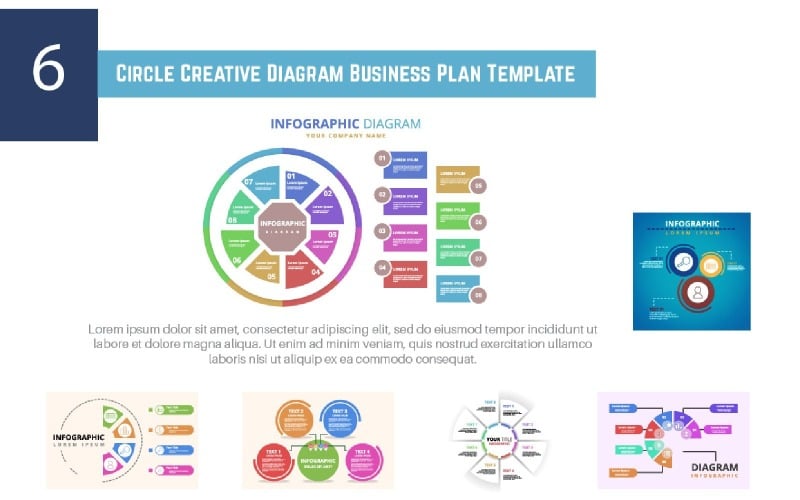 6 Circle Creative Diagram Business Plan Template Illustration