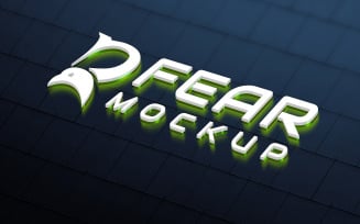 3D Neon Light Logo Mockup White And Green Color