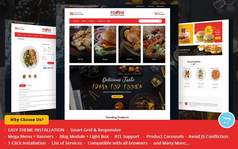 Foodie Fast-Food corner - OpenCart Multipurpose Theme OpenCart Template