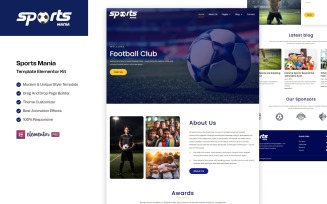 Sports Mania - Sports Club Clean & Modern Elementor Kit Templates