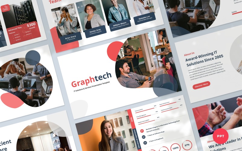 Graphtech - IT Solutions and Services PowerPoint Presentation Template PowerPoint Template