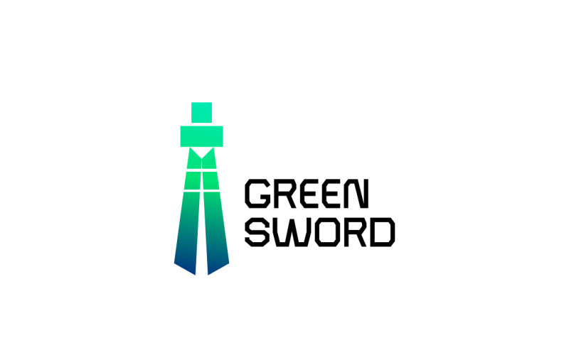 Green Sword Tie - Gradient Tech Logo Logo Template