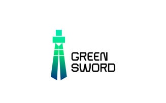 Green Sword Tie - Gradient Tech Logo