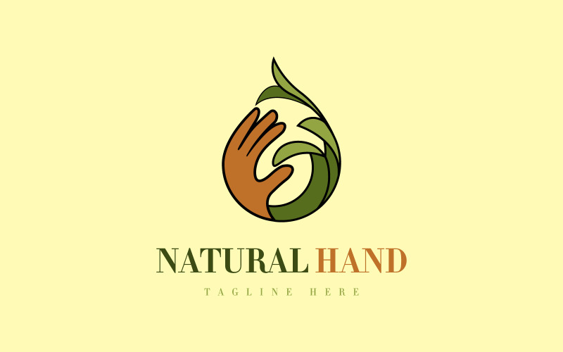 Natural Hand Logo Vector Design Illustration