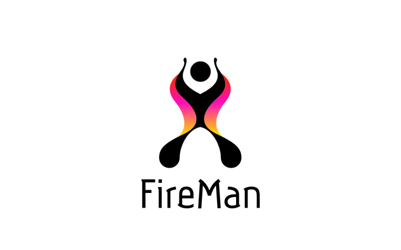Fire Man Gradient Energy Burn Logo Logo Template