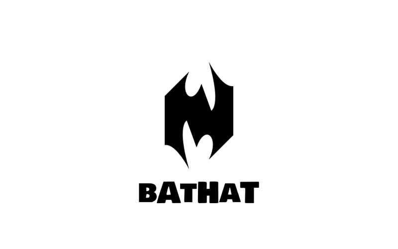 Letter H Black Bat Simple Logo Logo Template