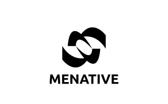 Negative Space Monogram Letter M N Logo