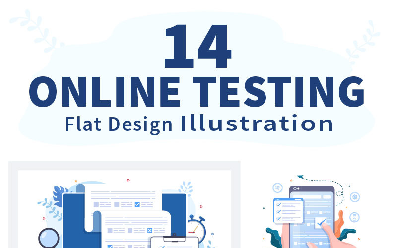 14 Online Testing For E-learning and Education Concept Illustration