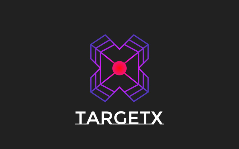 Target X Gradient Tech Line logo Logo Template