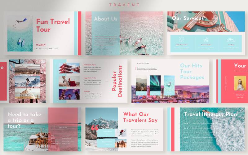 Travent - Refreshing Fun Travel Tour Presentation PowerPoint Template