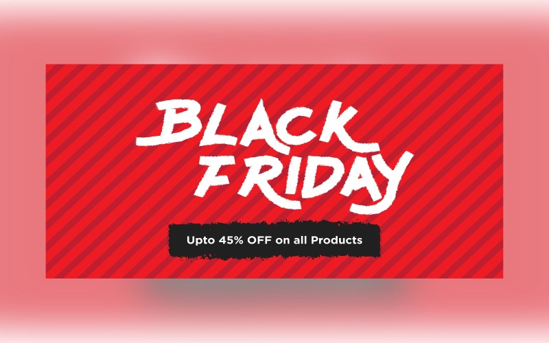 Black Friday Sale Banner with 45 % Off On ALL Products Black and Red Color Background Design Product Mockup