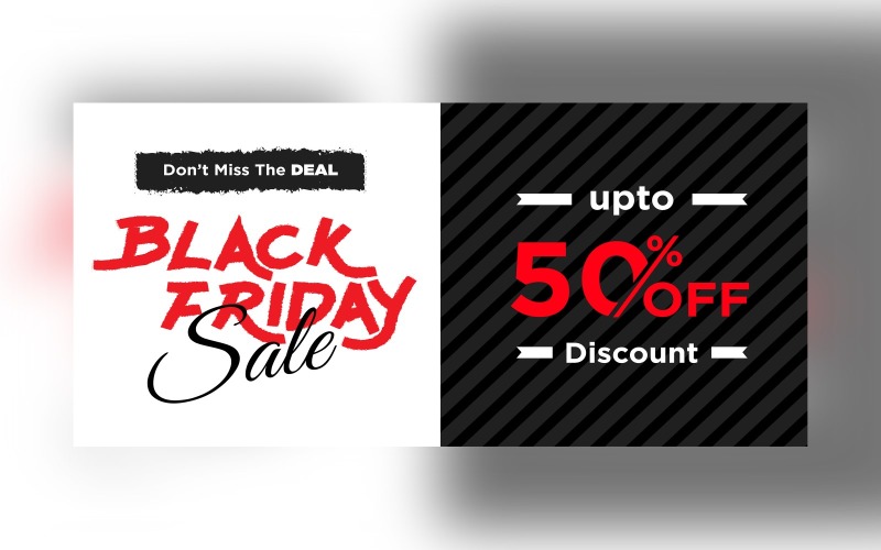 Black Friday Sale Banner With 50% Off Discount Design. Product Mockup