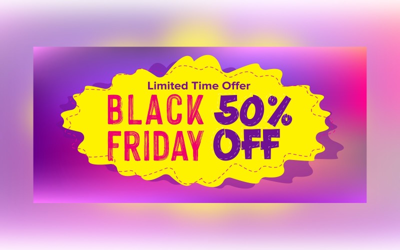 Black Friday Sale Banner With 50% Off Discount For Limited Time Offer Design Template Product Mockup