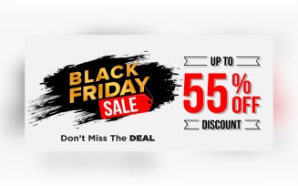 Black Friday Sale Banner With 50% Off On Whit And Black Discount Design