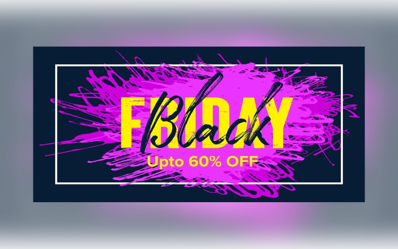Black Friday Sale Banner With 60% Off On Black And Yellow Design Template Product Mockup