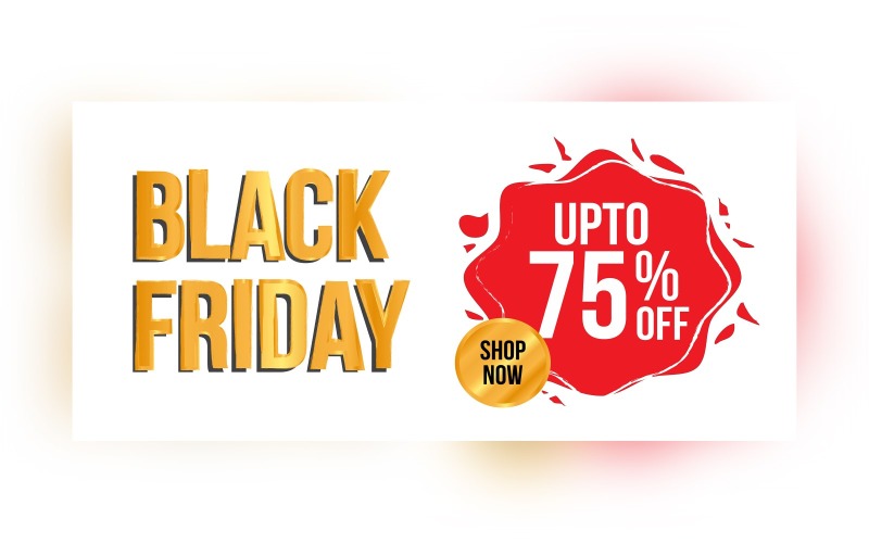 Black Friday Sale Banner with 75% Off On Whit And Red Color Background Design Product Mockup