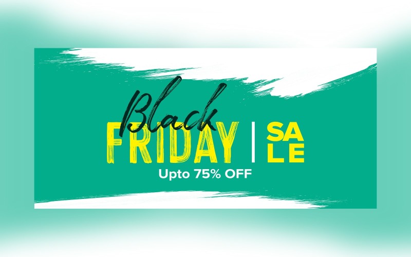 Black Friday Sale Banner with 75% Off On Whit and Seafoam Color Background Design Product Mockup