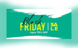 Black Friday Sale Banner with 75% Off On Whit and Seafoam Color Background Design