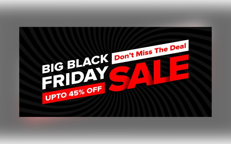 Black Friday Sale Banner With Don’t Miss The Deal Up to 45 % Off Discount Design Product Mockup
