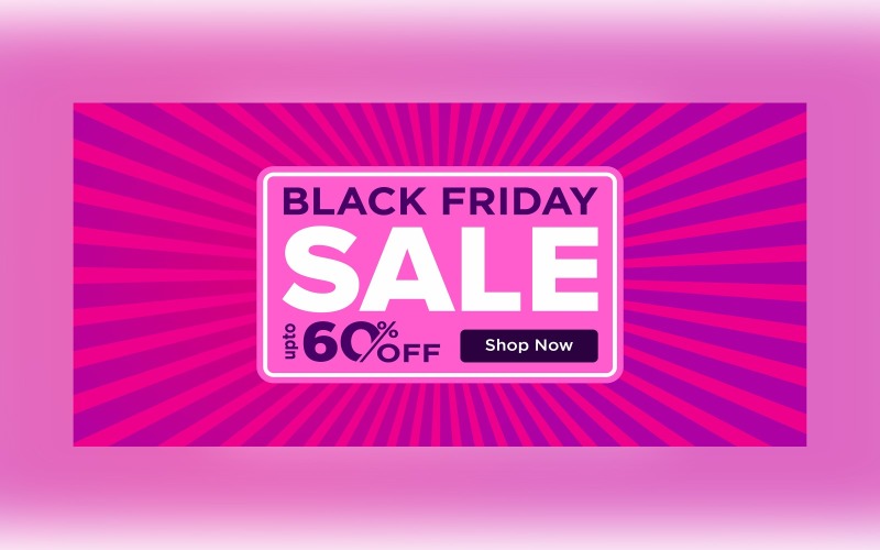 Black Friday Sale Banner With60% Off Discount On Purple And Pink Color Background Design Product Mockup