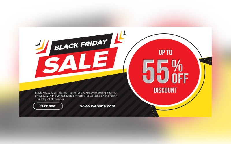 Black Friday Sale with 55% Discount Design On Yellow And Black Template Product Mockup