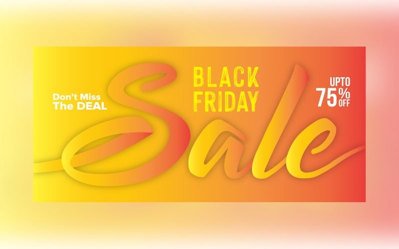 Black Friday Sale with 75% Discount Design On Yellow And Orange Design Template Product Mockup