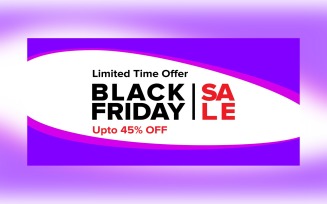 Creative For Black Friday Sale Banner With 45 % On Whit And Blue Color Design