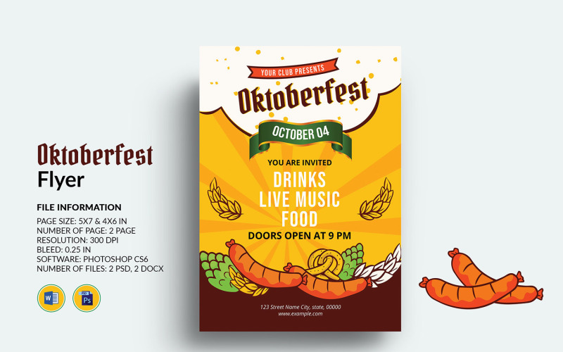 Oktoberfest Party Flyer Corporate Identity Template