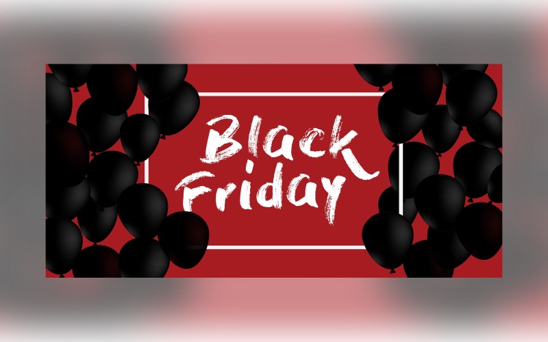 Professional Black Friday Sale Banner On Red And Whit Color Design Template Product Mockup