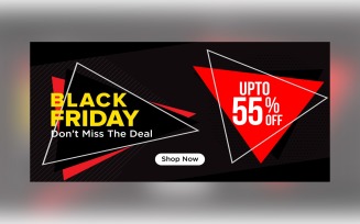 Professional Black Friday Sale Banner With 55% Off Discount Design Template
