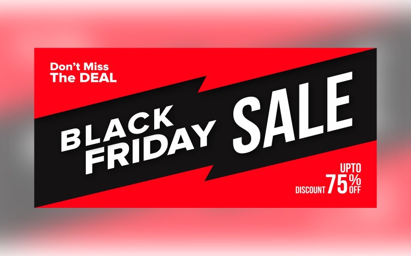 Professional Black Friday Sale Banner With 75% Off Discount Design Template Product Mockup