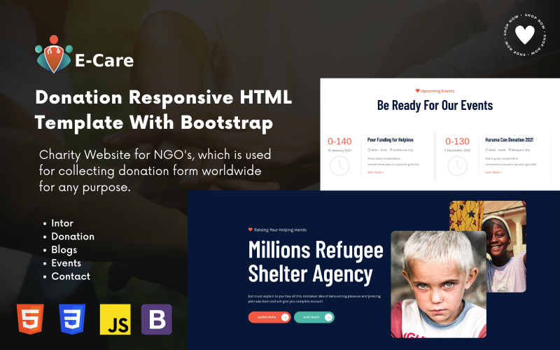 Ecare - A Responsive Charity HTML5 Landing Page Template