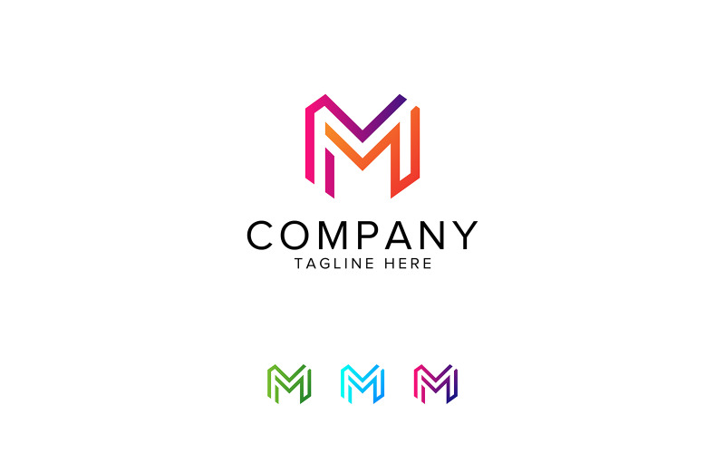 Letter M Hexagon Line Logo Design Logo Template