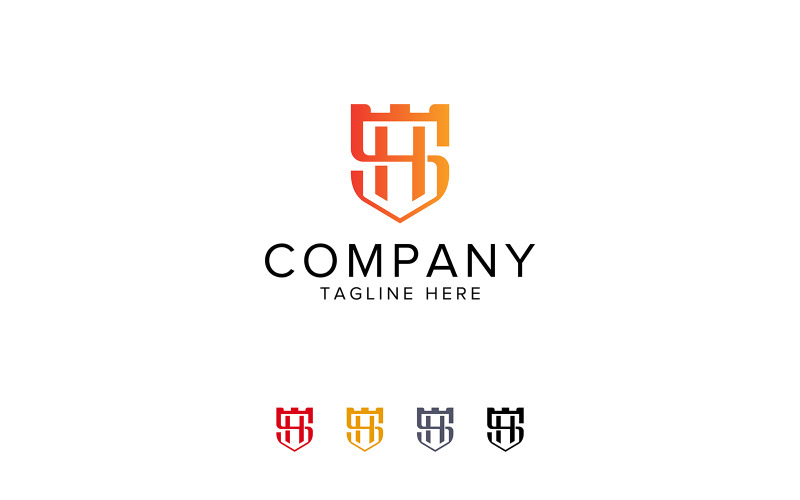 SH Security Company Logo Design Logo Template